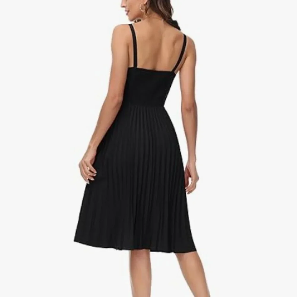 Grace Karin Dress Womens 2XL Black Sleeveless Wrap V-Neck A-Line Midi Fit Flared